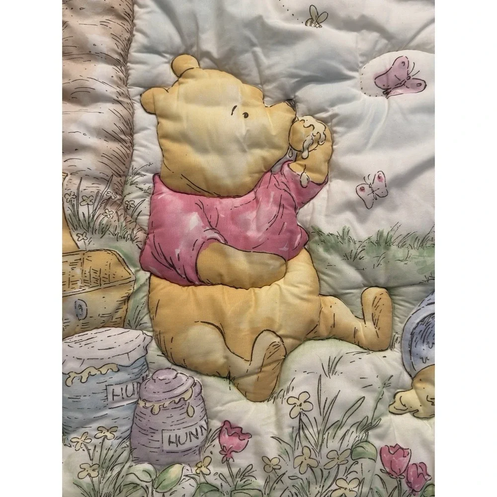 Disney Winnie the Pooh 90's baby crib bedding 2pc nursery set blanket vintage - Picture 7 of 8